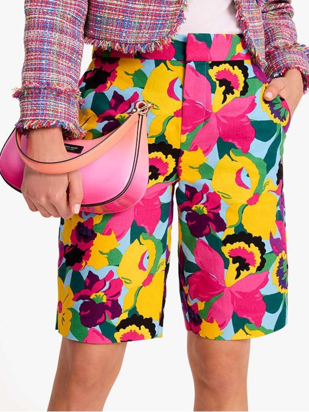 kate spade New York Orchid Bloom Linen Blend Bermuda Shorts Sz Medium